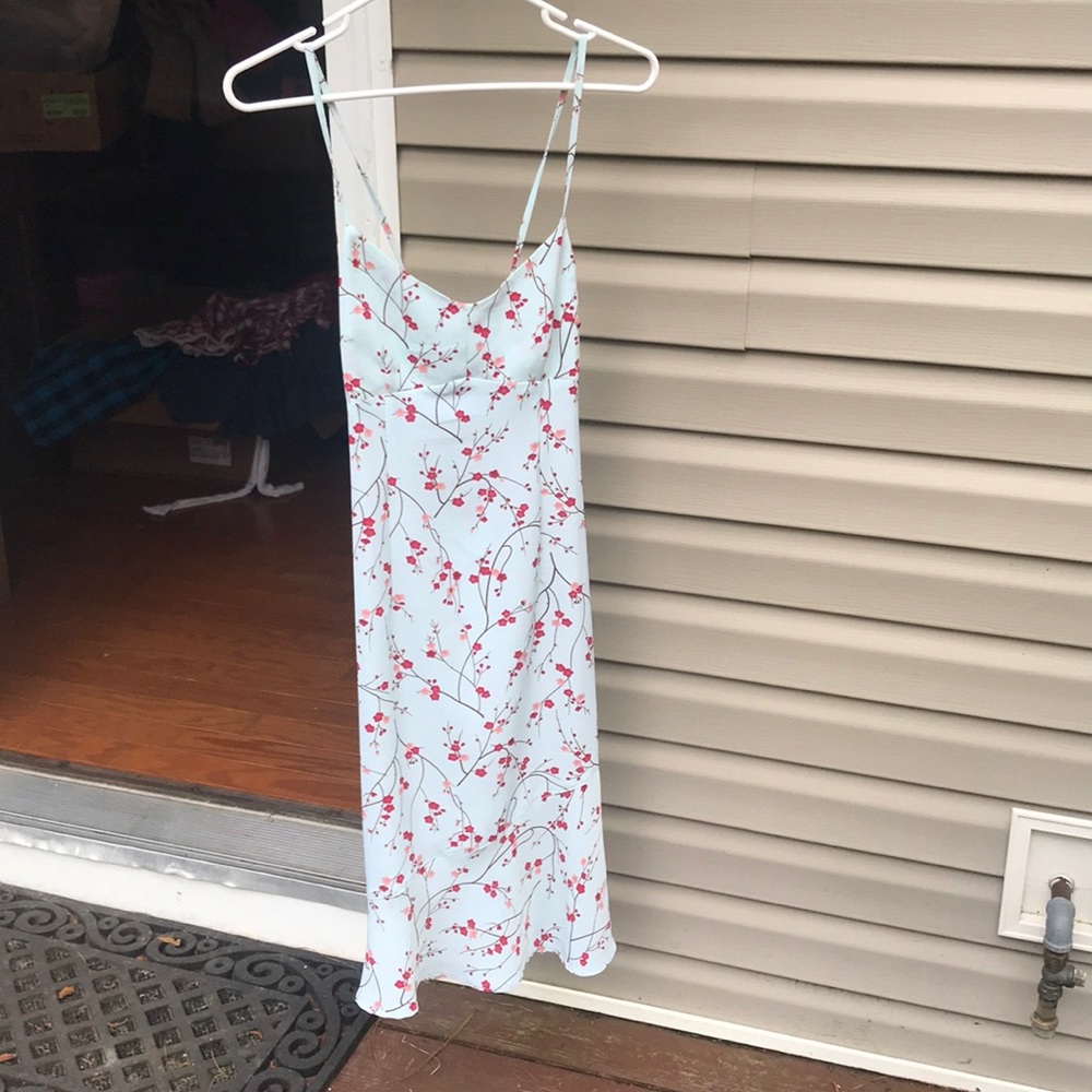 Teal cherry blossom long dress